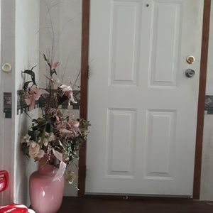 Ceramic vase with faux lilies